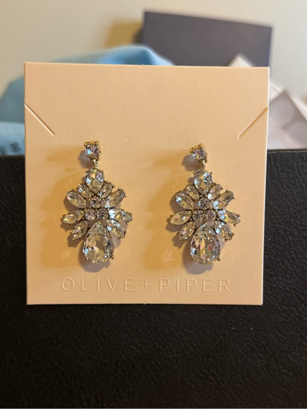 Olive + Piper Sparkling Clear Crystal Drop Earrings - Silver Tone